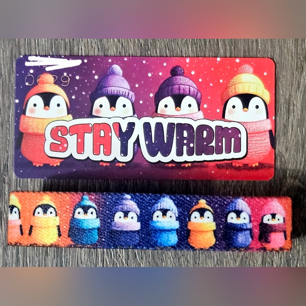 ZOX "STAY WARM" #629 new med penguin interactive collectible winter wristband